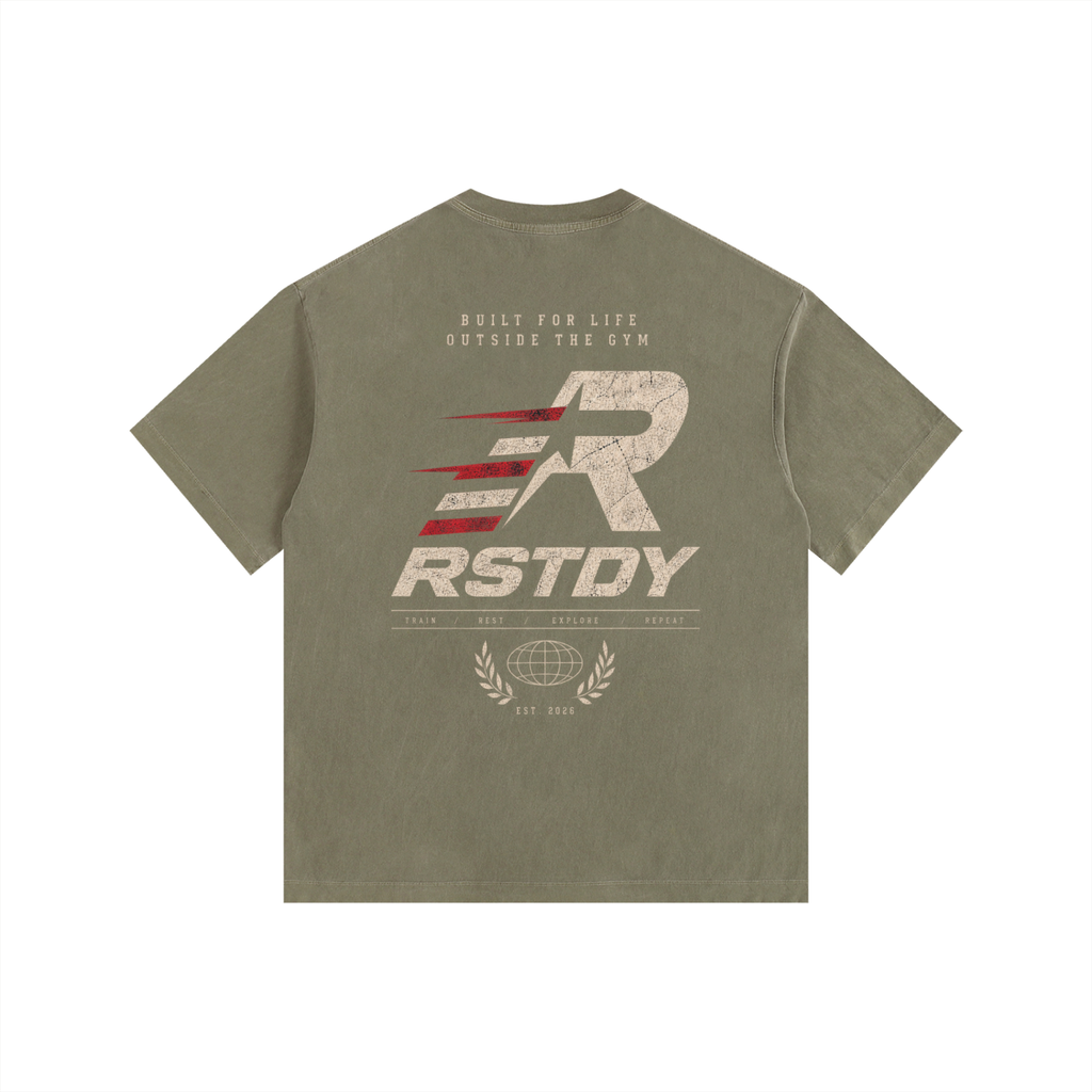 R - Vintage Washed Oversized Cotton T-Shirt
