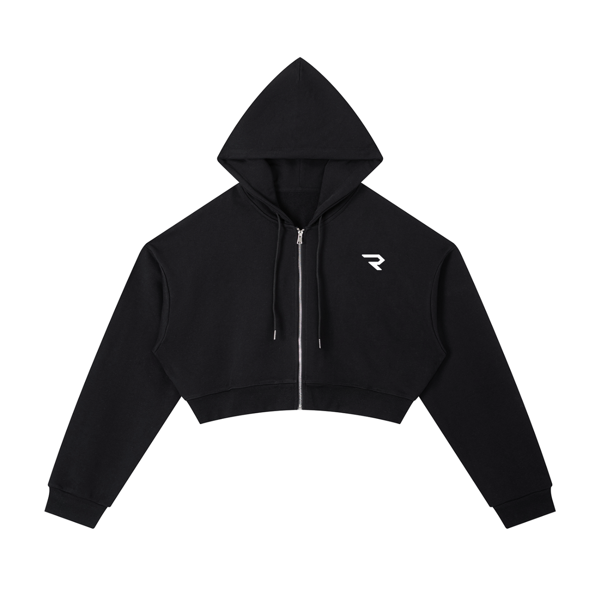 Minimal Cropped Zip-Up Hoodie