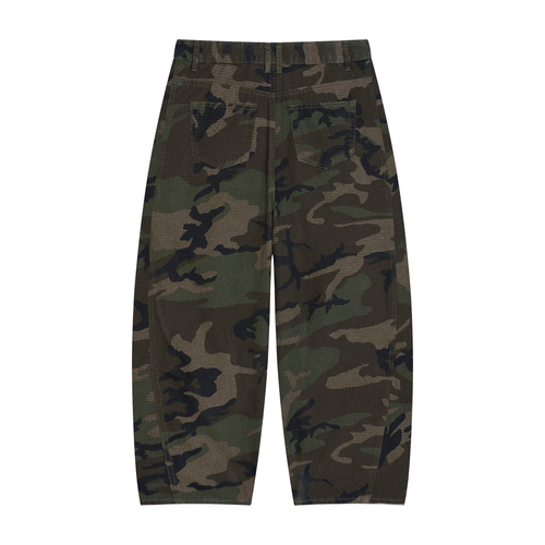 Minimal Camo Barrel-Leg Cargo Pants