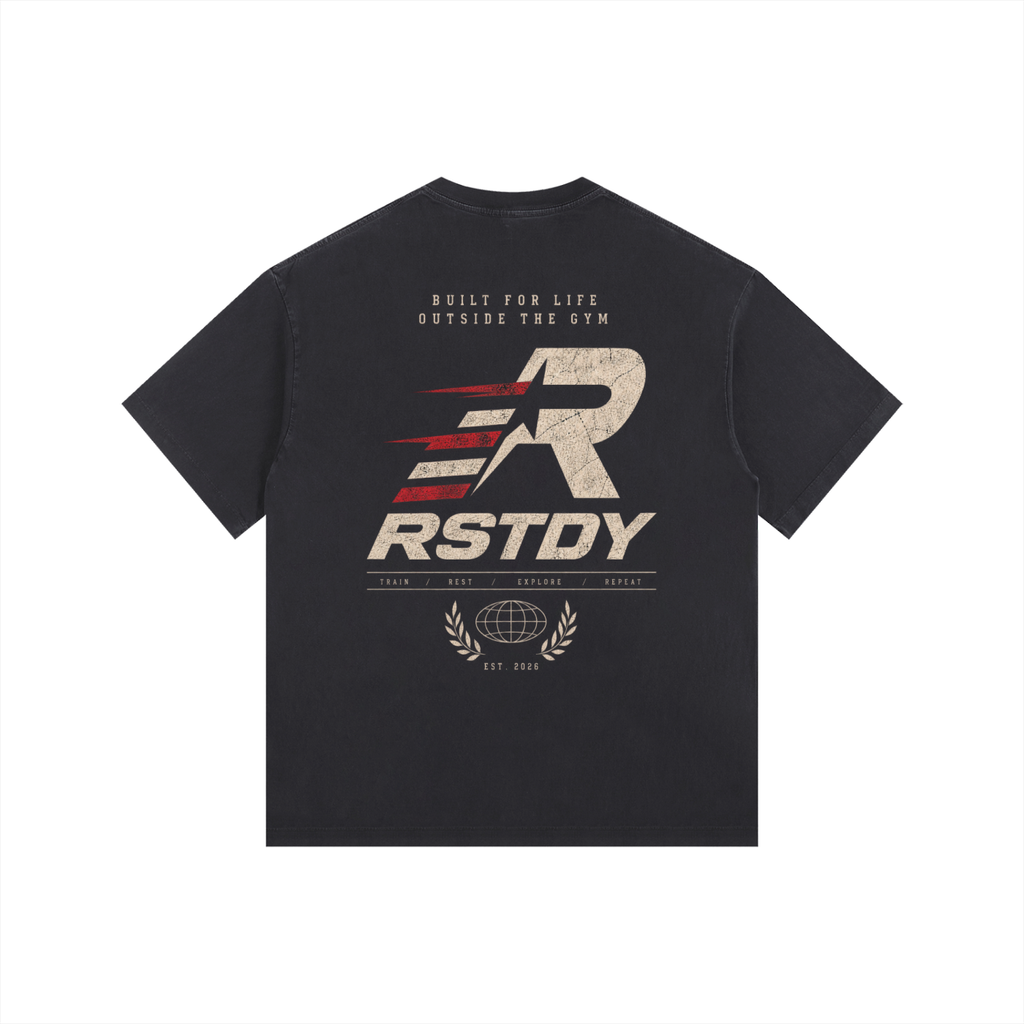 R - Vintage Washed Oversized Cotton T-Shirt