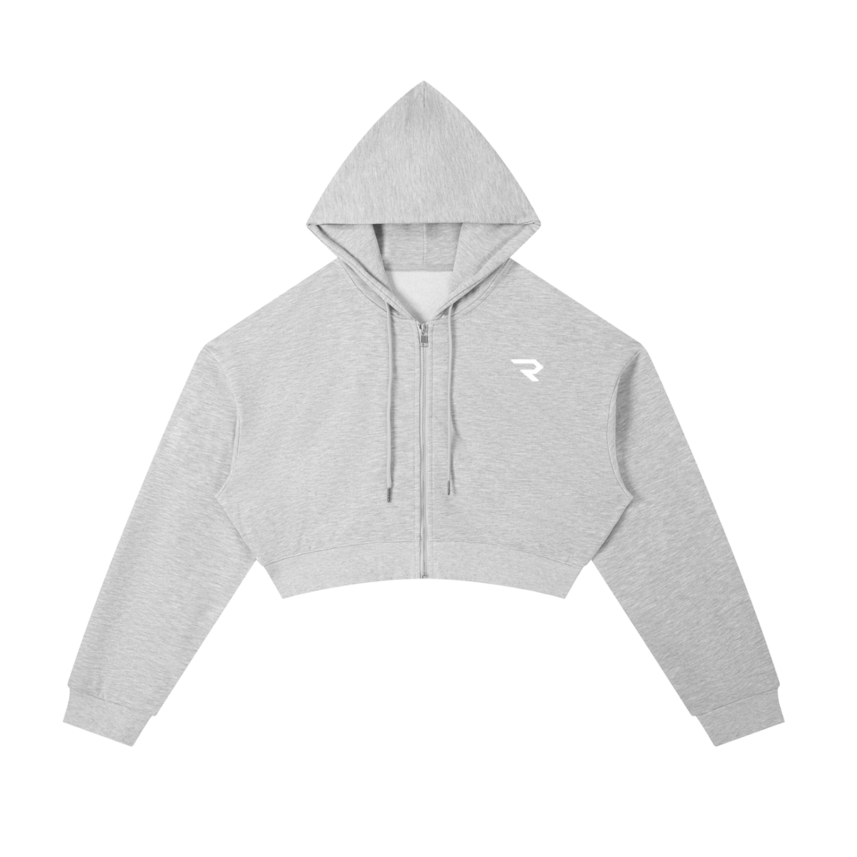 Minimal Cropped Zip-Up Hoodie