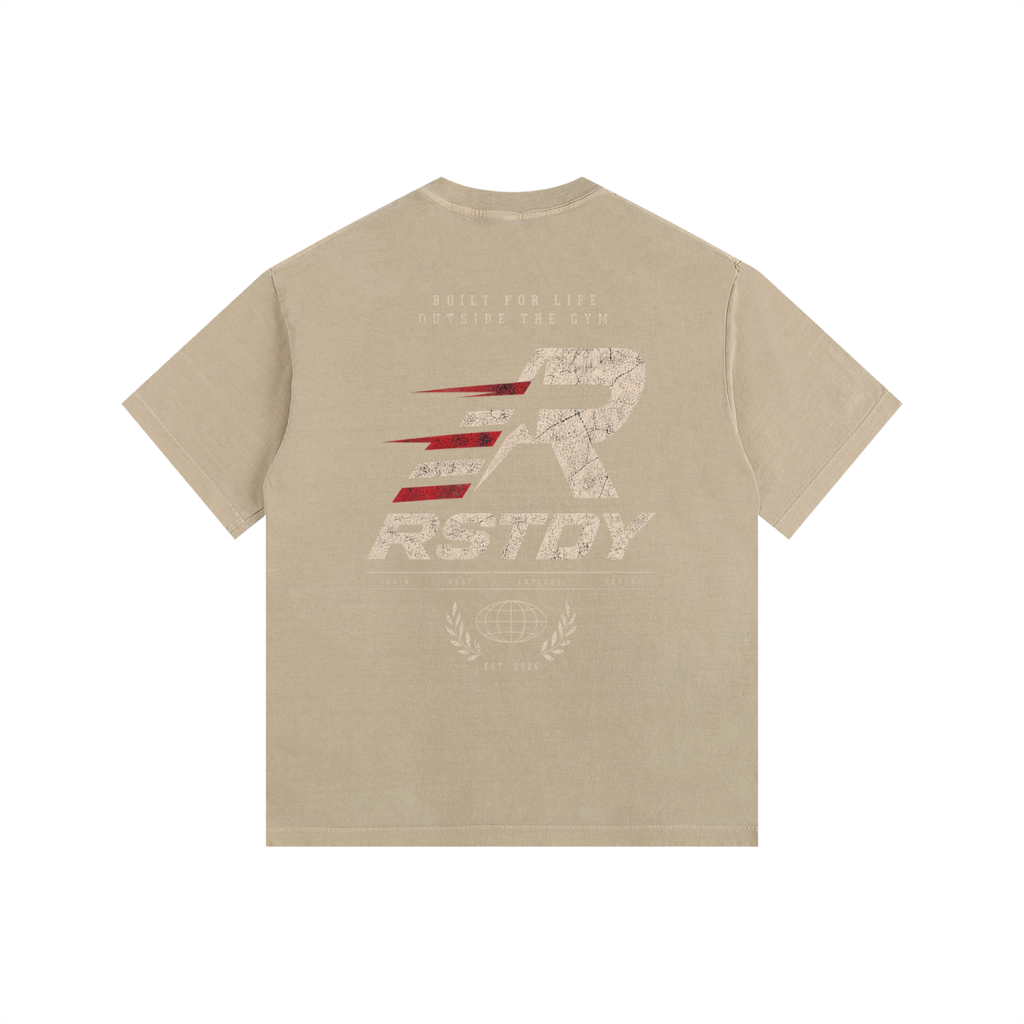 R - Vintage Washed Oversized Cotton T-Shirt