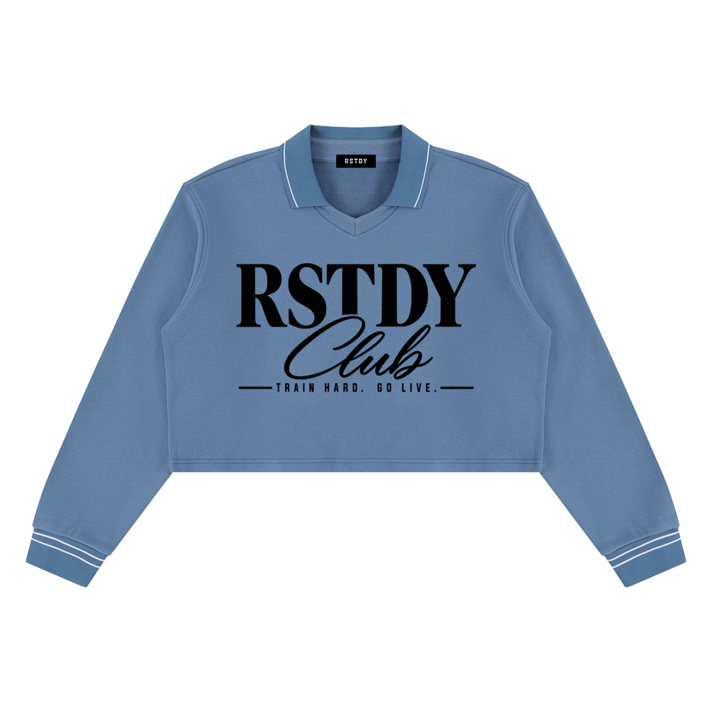 RSTDY Club Cropped Collared Sweatshirt