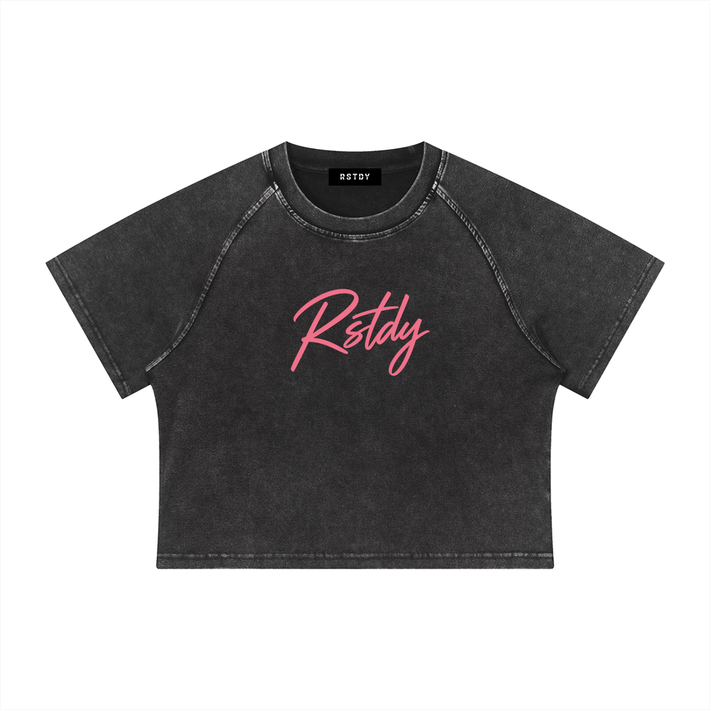 RSTDY Mineral Wash Raglan Crop Tee
