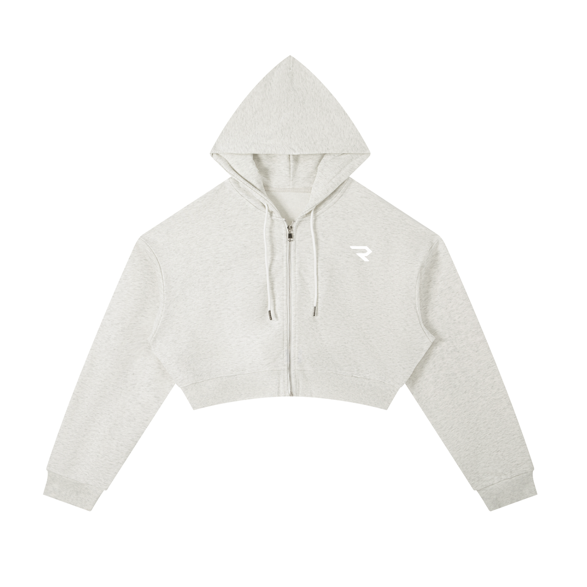 Minimal Cropped Zip-Up Hoodie